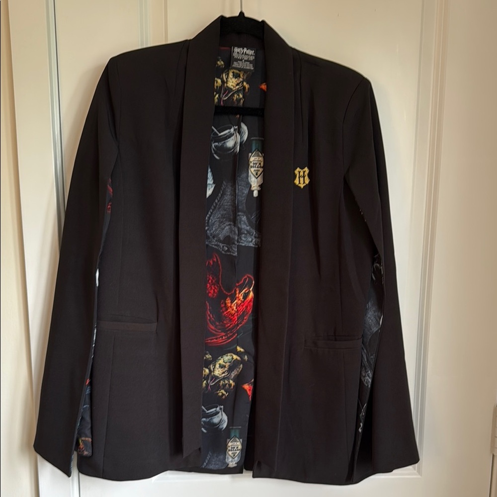 Harry Potter Hogwarts Cape Sleeve Blazer with Magical Creatures Lining